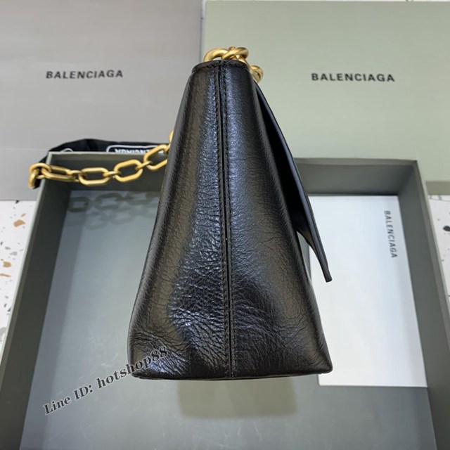 Balenciaga專櫃新品速遞Downtown鏈條單肩包 巴黎世家大號黑色經典Hourglass包 fyj1353